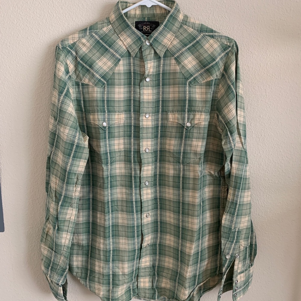 RRL Western Plaid Button Up Shirt